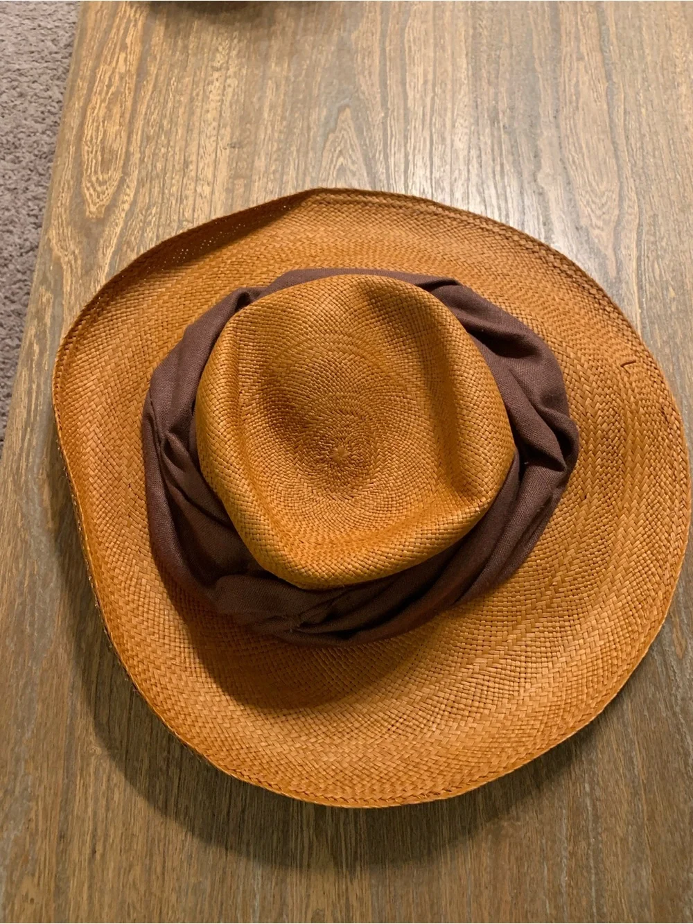 Eric Javits Wide Brim Straw Hat in Cognac - Picture 3 of 8